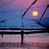 Sunset through the Chinese fishing nets, Cochin, Kerala