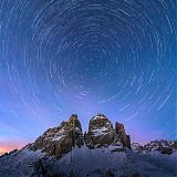 Star trails over Tre Cime di Lavaredo