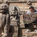 Reading, image: Stu Holmes the paper in Durbar Square
