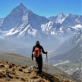 Wandering down to the main Everest trail from the Tso-La