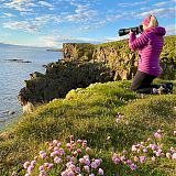 Photographing on the bird cliffs of Grímsey