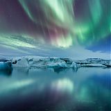 Northern lights over the glacier lagoon