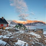 Evening light on island opposite Uummannaq