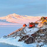 Colourful houses at sunrise