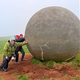 Dot Alison and Caroline trying to move the Arctic Circle marker
