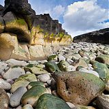 Basalt sea cliffs and colourful rocks