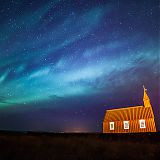 Northern lights over Búðir Church